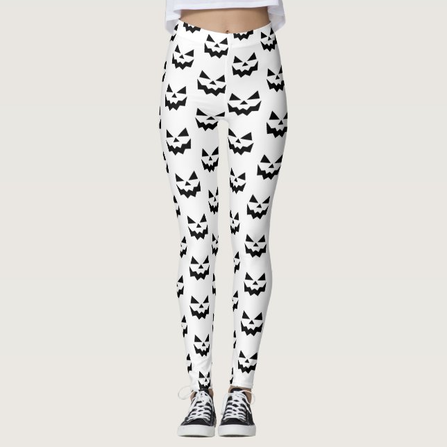 Klassisk Jack-o-lanternpumpare ansikte Black & Whi Leggings (Framsida)