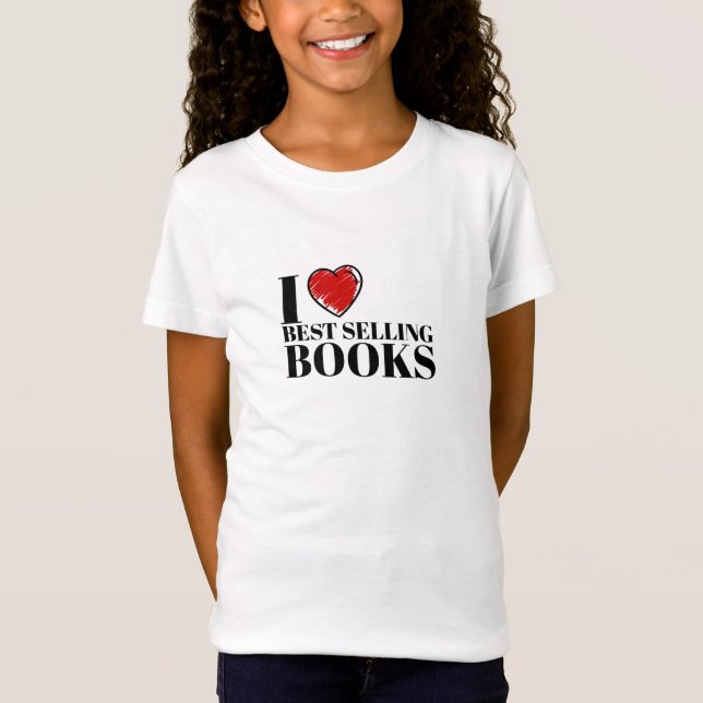 Klassisk "Jag älskar bästsäljande böcker"-läshålln T Shirt (Framsida)