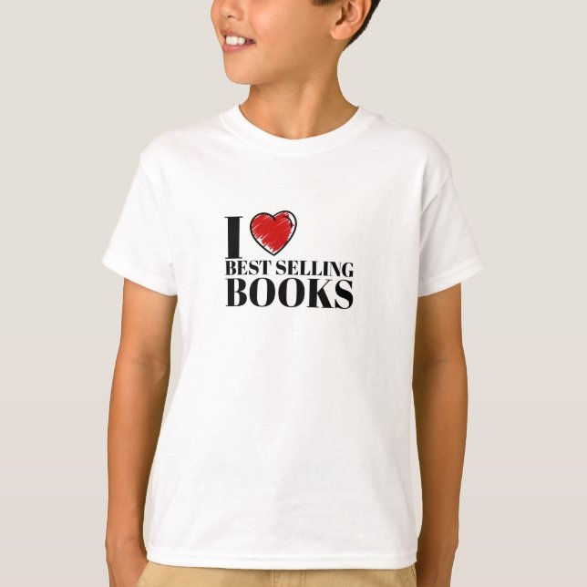 Klassisk "Jag älskar bästsäljande böcker"-läshålln T Shirt (Framsida)