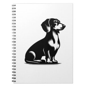 Klassisk Jakt Hund Vintage Dachshund Teckning Kopi Anteckningsbok
