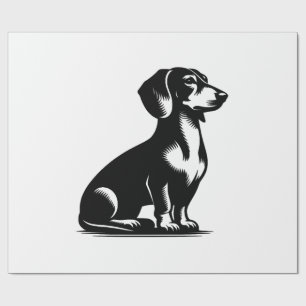 Klassisk Jakt Hund Vintage Dachshund Teckning Kopi Presentpapper