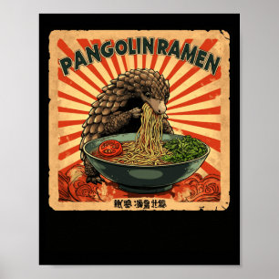 Klassisk japansk konst stämpel nudlar pangolin ram poster