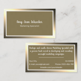 Klassisk jobbsökande Golden Ombre enkel minimal Visitkort
