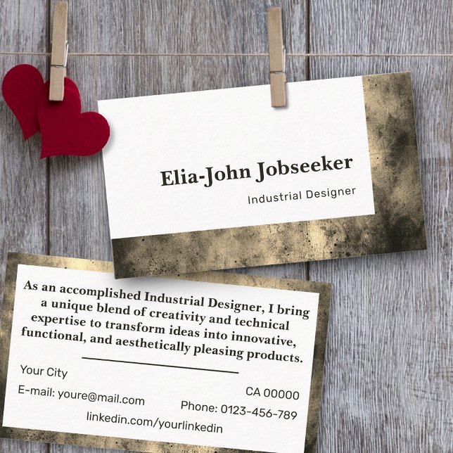 Klassisk jobbsökning Enkel minimalistisk Guld Ston Visitkort (Skapare uppladdad)