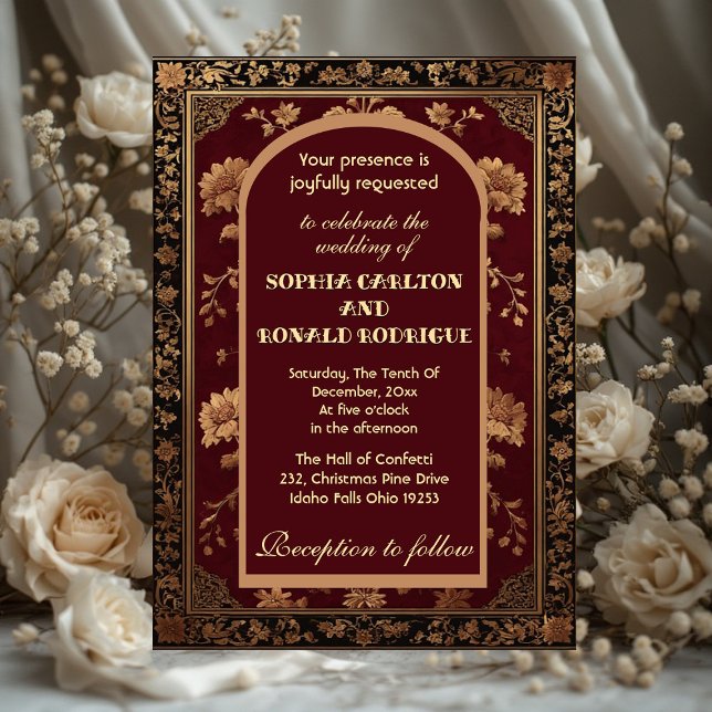 Klassisk jul Chinoiserie Traditionell bröllop Inbjudningar (Classic Christmas Chinoiserie Traditional Wedding Invitation)