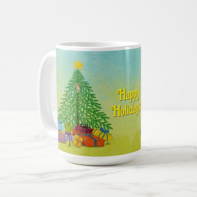 Klassisk jul för katt och mus kaffemugg (Framsida vänster)