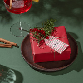 Klassisk jul grön röd rand presentetikett