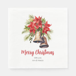 Klassisk jul Poinsettia & Greenery Foliage Pappersservett