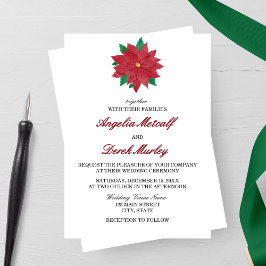 Klassisk jul Red Poinsettia Winter Wedding Inbjudningar