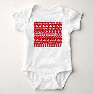 Klassisk jul: Red White Winter Mönster T Shirt