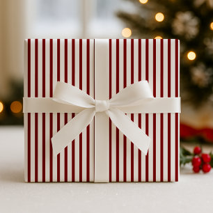 Klassisk jul röd/off-white stripe presentpapper