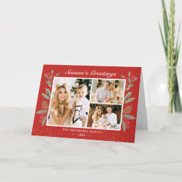 Klassisk jul Röda Holly Berries 3 Fotovikt Helgkort