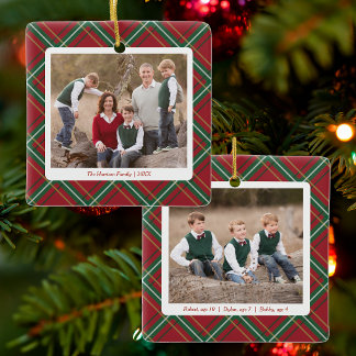 Klassisk jul röda rutmönster flerbilder ornament
