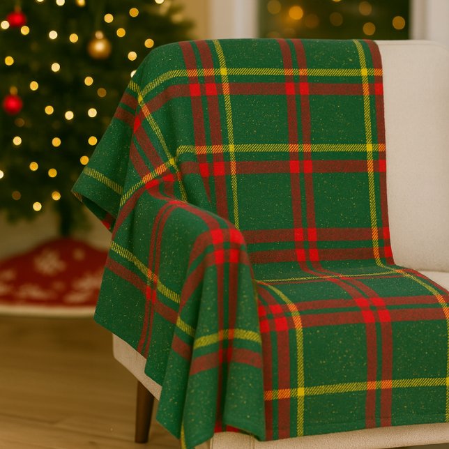 Klassisk jul rödröna rutig fleecefilt (Classic Christmas red and green tartan fleece blanket )
