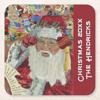 Klassisk jul Santa 20XX — Anpassad för din familj Underlägg Papper Kvadrat