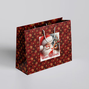 Klassisk jul Santa Claus Rudolf presentbag