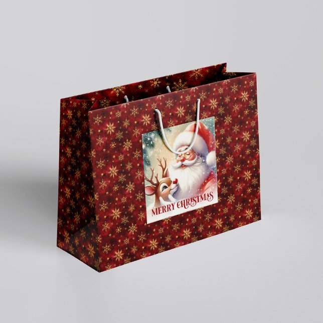 Klassisk jul Santa Claus Rudolf presentbag (Classic Christmas Santa Claus Rudolph Gift Bag)