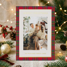 Klassisk jul tartan kartröja familjefoto