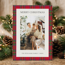 Klassisk jul tartan rutig familjefoto