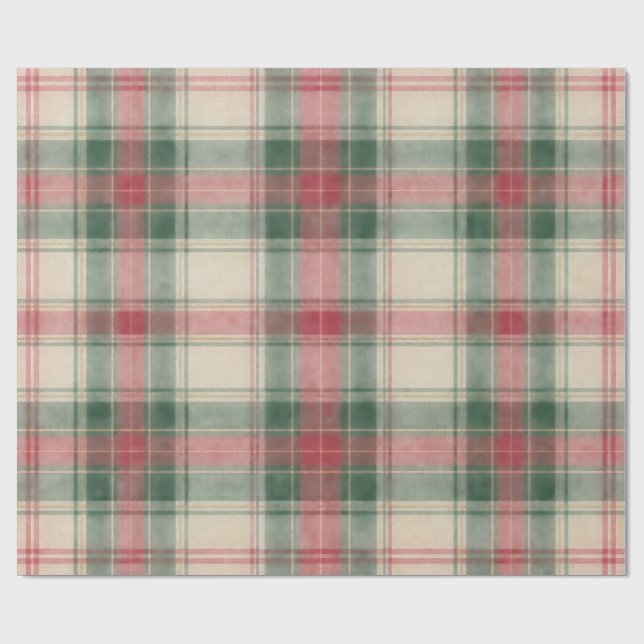 Klassisk jul tartan rutmönster presentpapper (Platt)