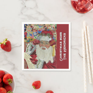 Klassisk jul tomte 20XX — Anpassad för familjen Pappersservett