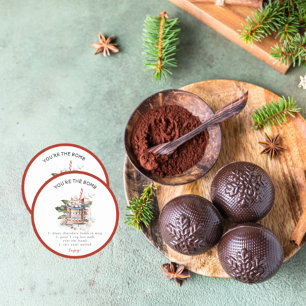 Klassisk jul varm chokladbomb runt klistermärke