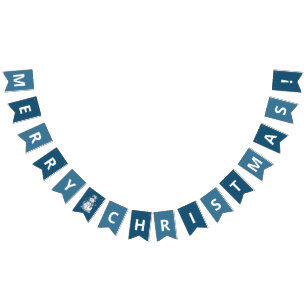 Klassisk jul, vattenfärg, blå Snögubbe Vimplar