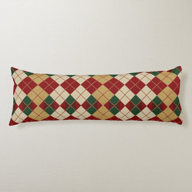 Klassisk, jul/vinter argyle-mönstrad kroppskudde (Framsidan)
