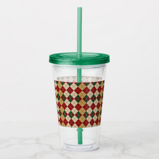Klassisk, jul/vinter argyle-mönstrad take away mugg