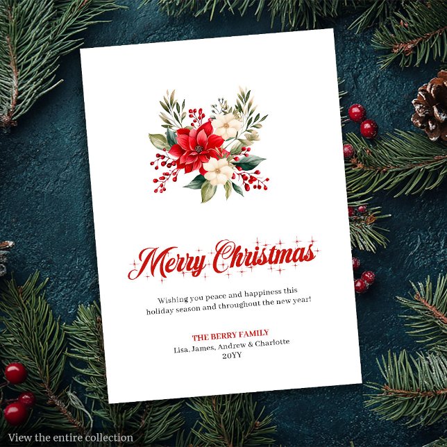 Klassisk julblomma Vattenfärg Julkort (Classic Christmas Flowers Watercolor Greeting Card

)