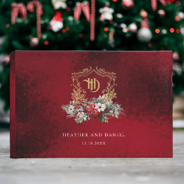 Klassisk julblommig kröningsmonogram bryllop gästböcker