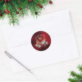 Klassisk julblommig vapensköldmonogram bröllop runt klistermärke