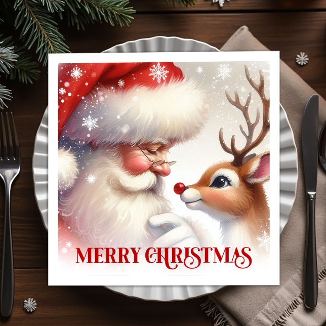 Klassisk julbordssats med Rudolf Pappersservett (Classic Santa Rudolph Festive Dinner Set)