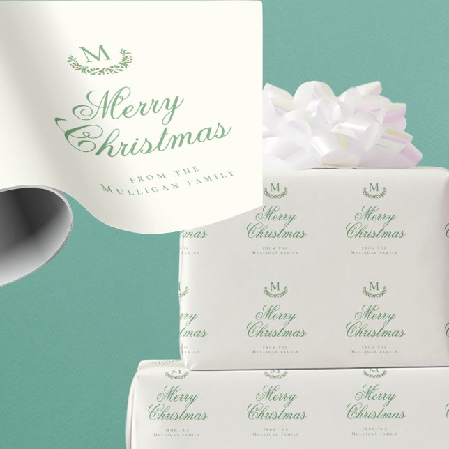 Klassisk julfamiljmonogram  presentpapper (Skapare uppladdad)