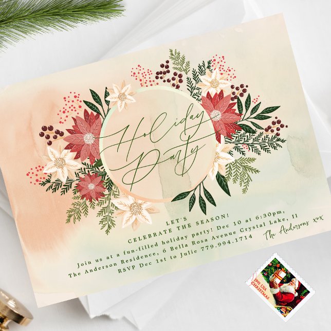 Klassisk Julfest Poinsettia Wandedeplendor Inbjudningar (Skapare uppladdad)
