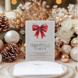 Klassisk julfestinbjudan med röd rosett julkort