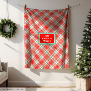 Klassisk julfilt Chic Monogram stil Fleecefilt
