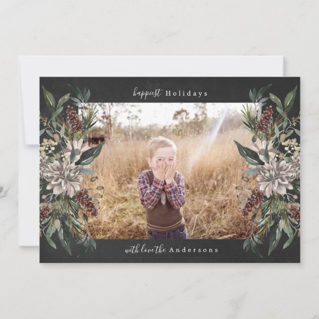 Klassisk julfotfoto, Blommigt för Vintage Julkort (Framsida)