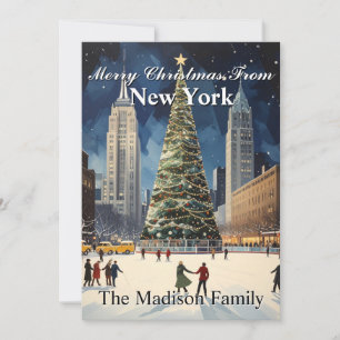 Klassisk julgran familj i New York City Julkort