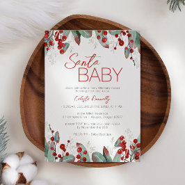 Klassisk julgran, jultomteny, babystövel inbjudningar