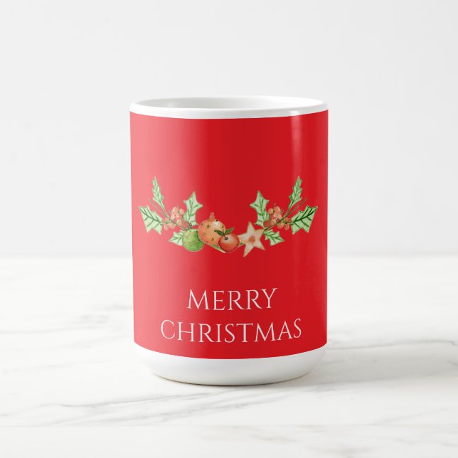 Klassisk julgran med julihyllon och kotte design kaffemugg (Center)