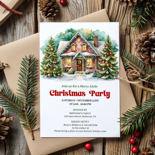 Klassisk julhus inbjudan lekfull bokstavsstil (Classic christmas house invite playful lettering

)