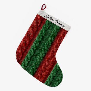 Klassisk julklapp för Faux-kabel-Sticka Stor Julstrumpa