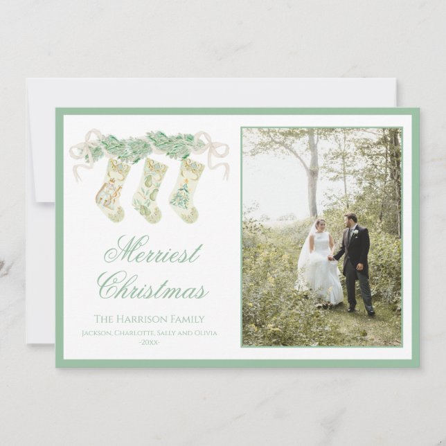 Klassisk julklapp Garland Vintage 2 Foto Julkort (Framsida)