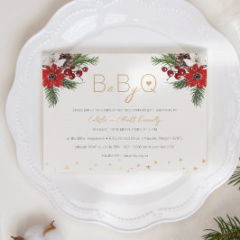 Klassisk julklapp vit Baby-Q BBQ Baby Shower Inbjudningar