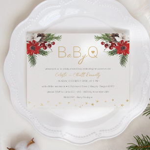 Klassisk julklapp vit Baby-Q BBQ Baby Shower Inbjudningar