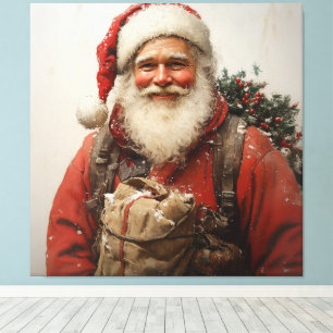 Klassisk julkonst i Jultomten för uppvärmning Canvastryck
