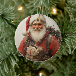 Klassisk julkonst i Jultomten för uppvärmning Julgransprydnad Keramik