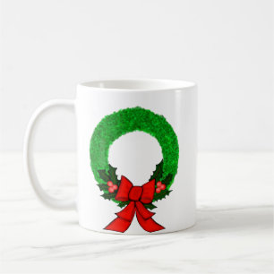Klassisk julkrans med röd slinga kaffemugg