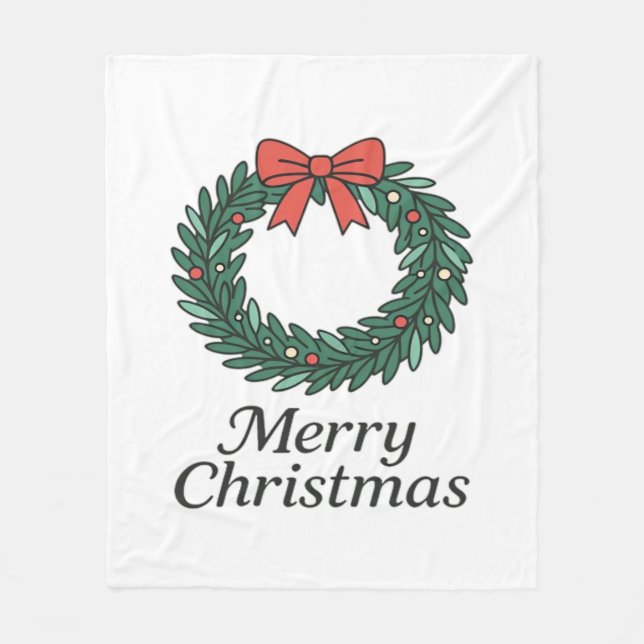 Klassisk julkrans – minimalistisk God Jul Fleecefilt (Framsidan)